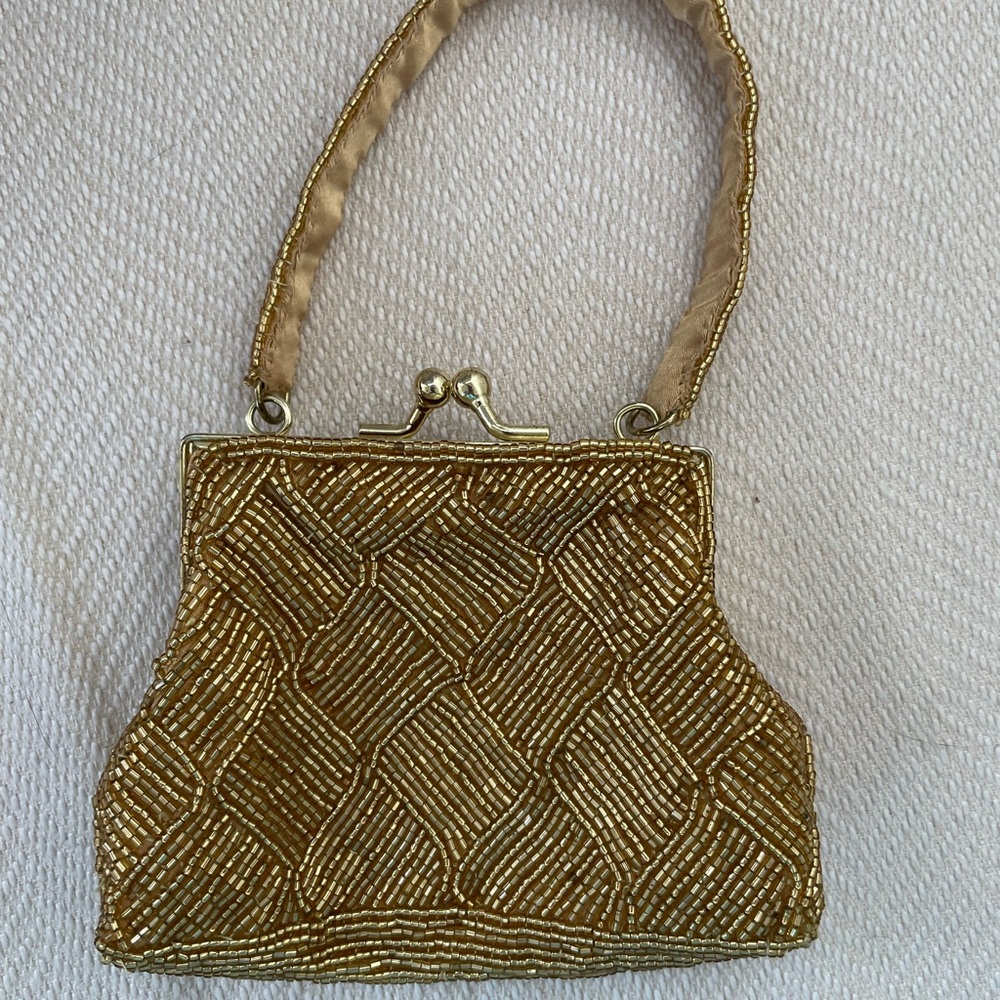 Beaded gold La Regale purse